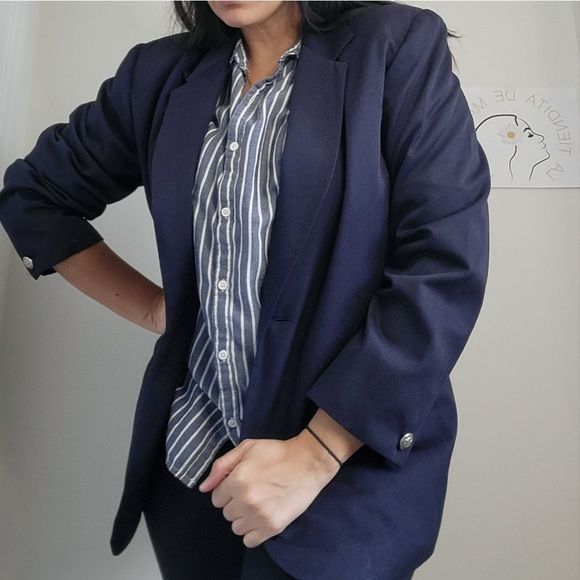Navy vintage oversized blazer mint conditions EU16 - Picture 6 of 8